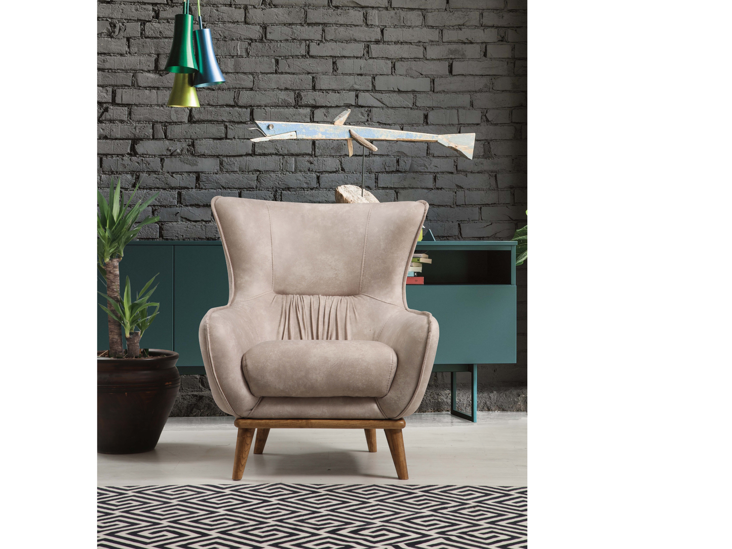 Saga Wood Wing Chair