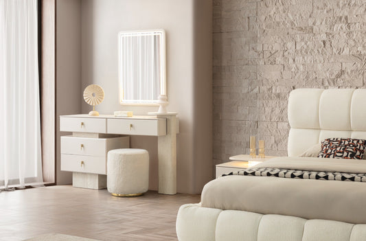 Marble Vanity Dressing Table Set with LED Mirror