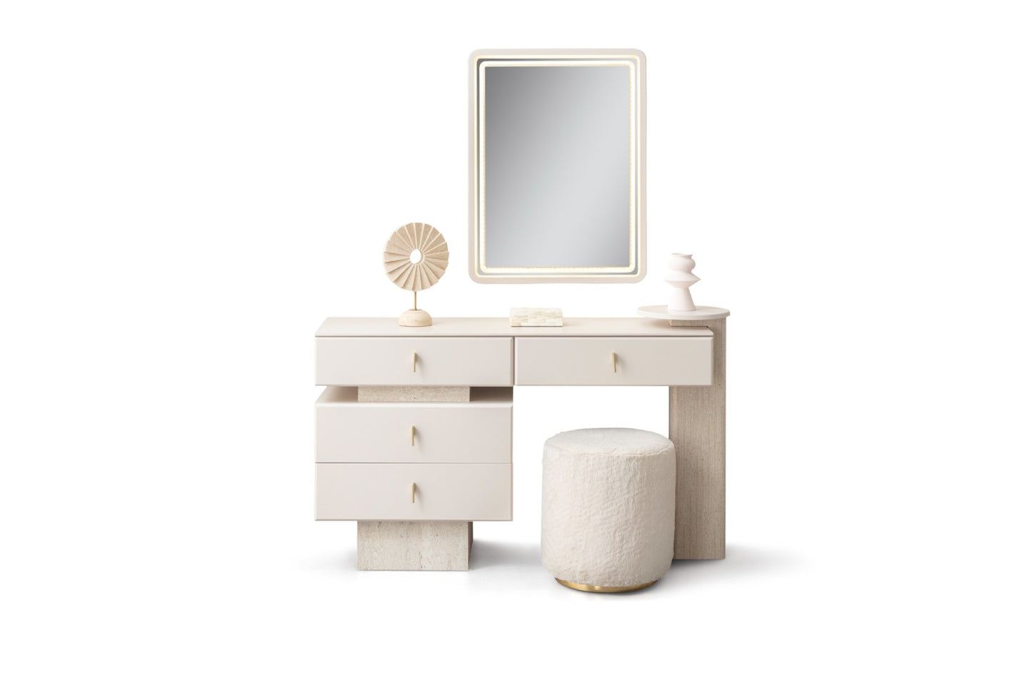 Marble Vanity Dressing Table Set with LED Mirror
