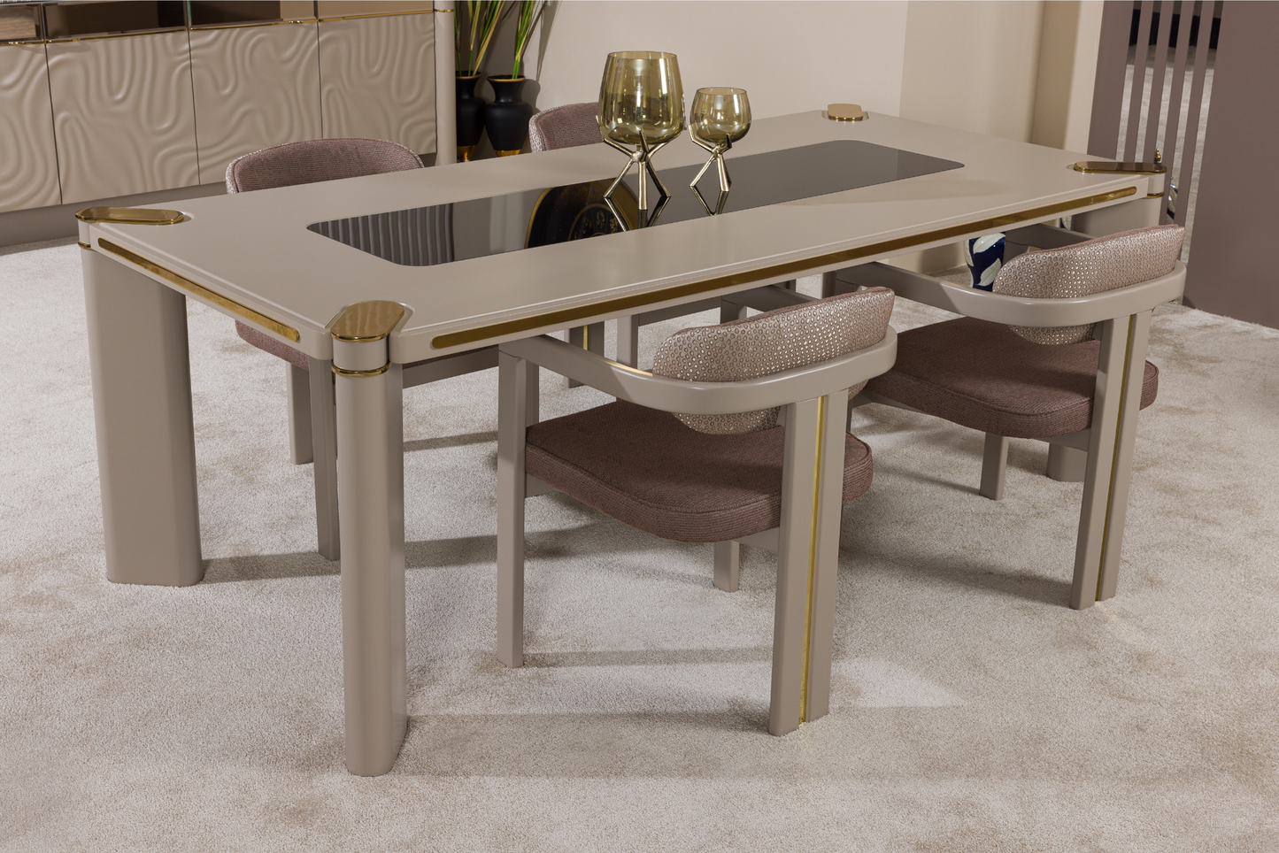 Hera Gold Dining Table Set