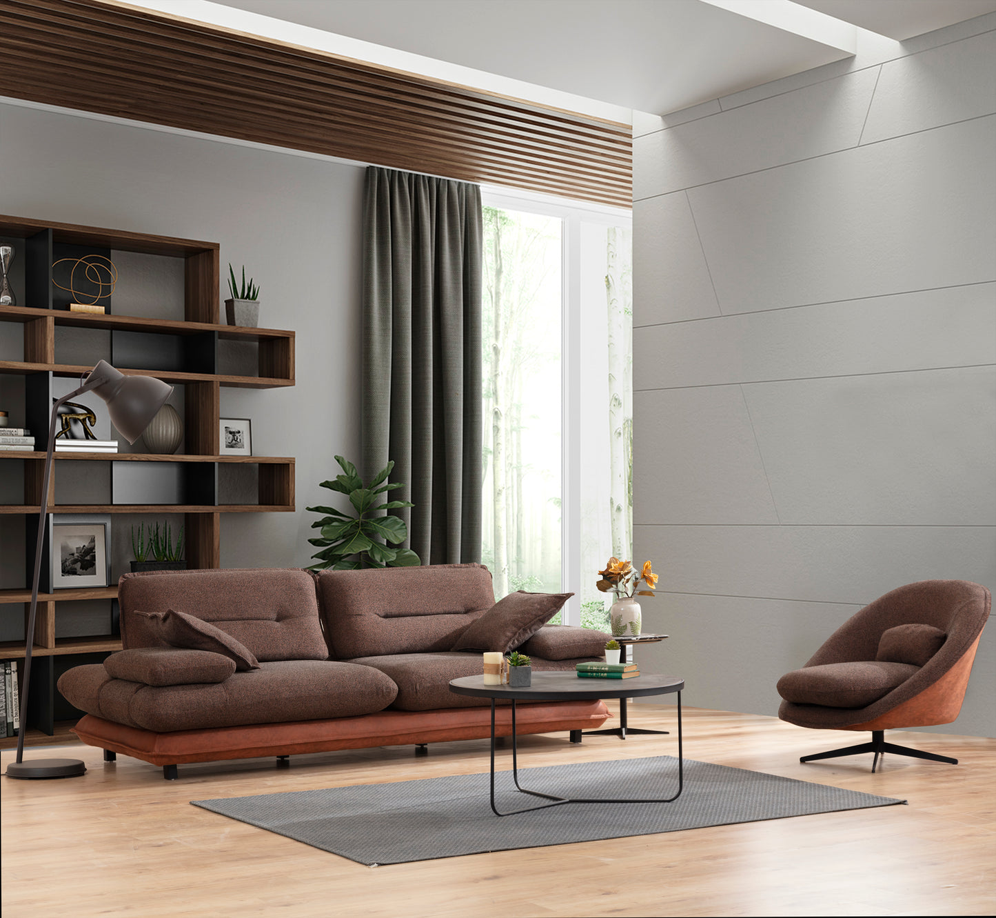 Gradyan Brown Sofa Set