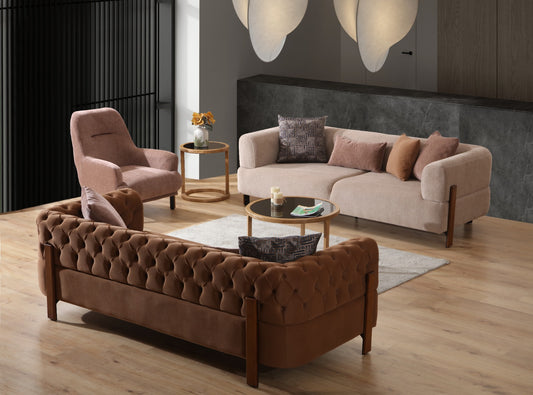 Cratos Wood Sofa Set