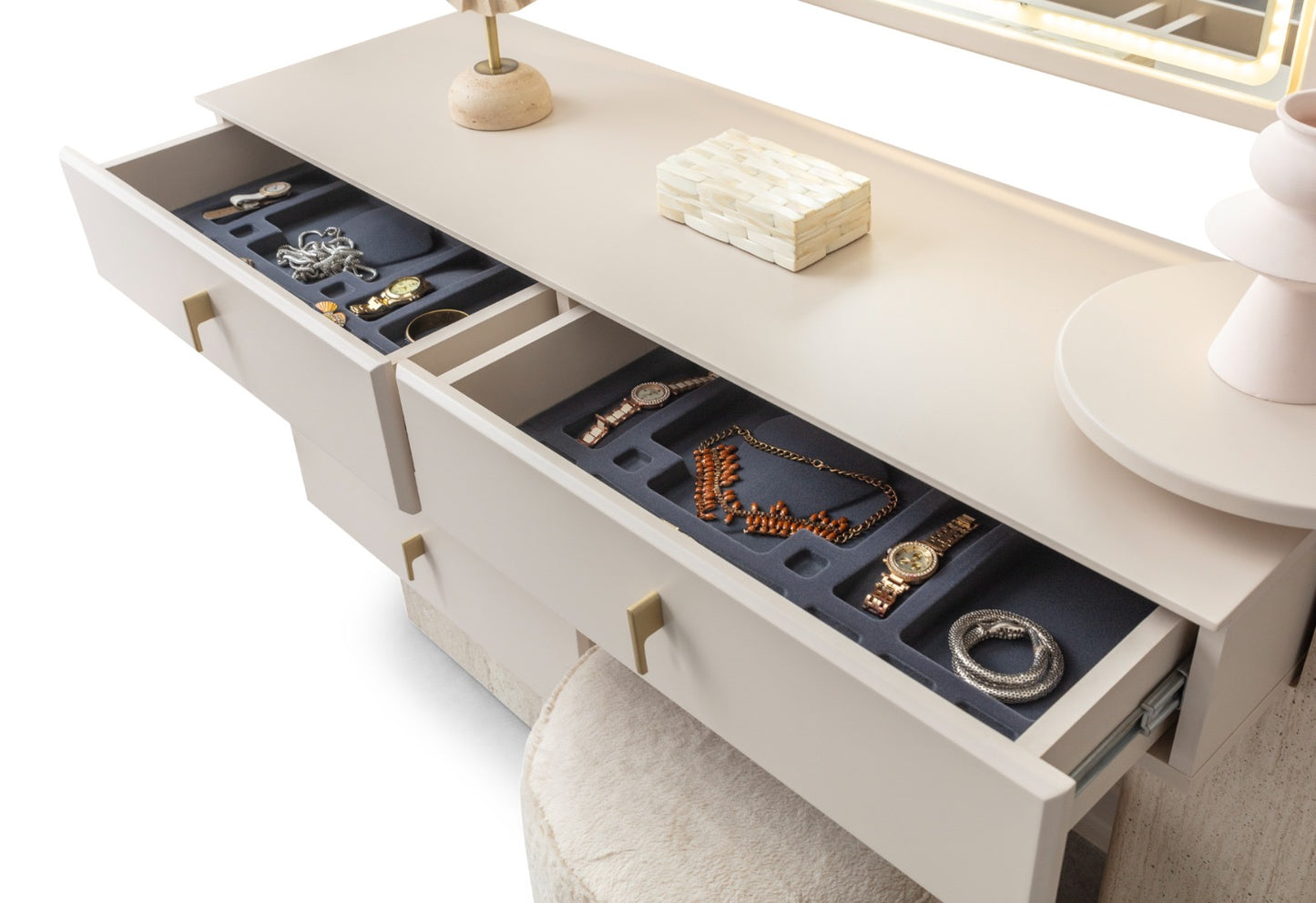 Marble Vanity Dressing Table Set with LED Mirror